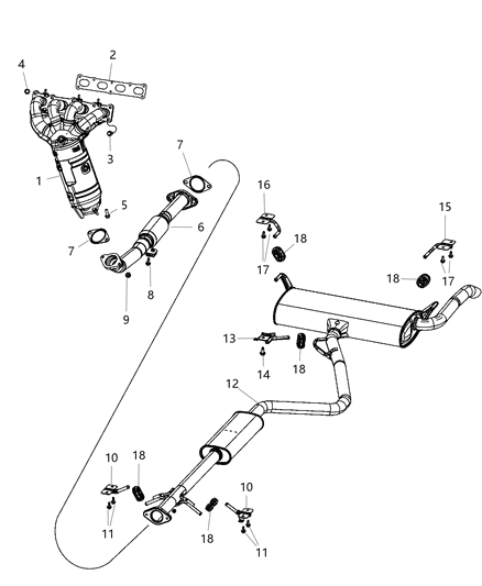 2002 Chrysler Sebring Pipe Exhaust Diagram for 68191947AA