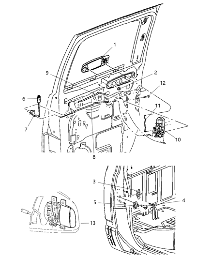 2008 Chrysler PT Cruiser Latch Rear Door Diagram for 55359793AA