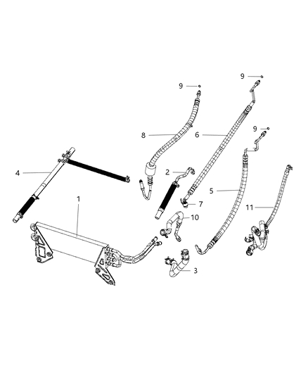2013 Ram 3500 Hose Power Steering Return Hydroboost Cooler Diagram for 68031851AH