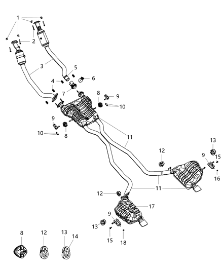 Resonator And Tailpipe Exhaust Diagram for 4726055AF