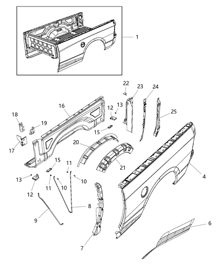 Panel Box Side Inner Diagram for 68249390AA