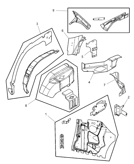 2003 Chrysler Sebring Panel Quarter Inner Diagram for 4878706AI