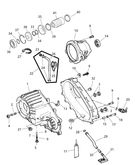 1993 Dodge Colt Retainer Transfer Case Rear Diagram for 5003456AA
