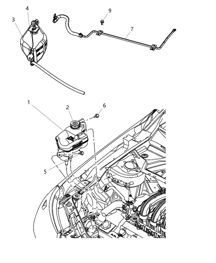 Cap Coolant Recovery Bottle Diagram for 55111074AA