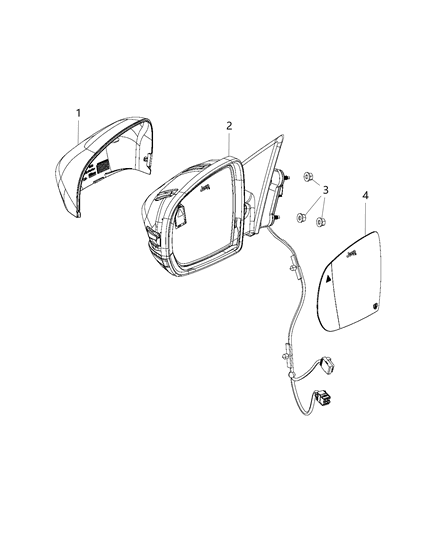 1991 Dodge Ram 50 Glass Mirror Replacement, Front Driver Side Diagram for 68368583AA