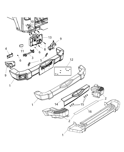 Bumper Rear Diagram for 68195897AA