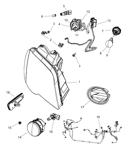 Lamp Front Fog Refer To Callout #23 Diagram for 4805857AA