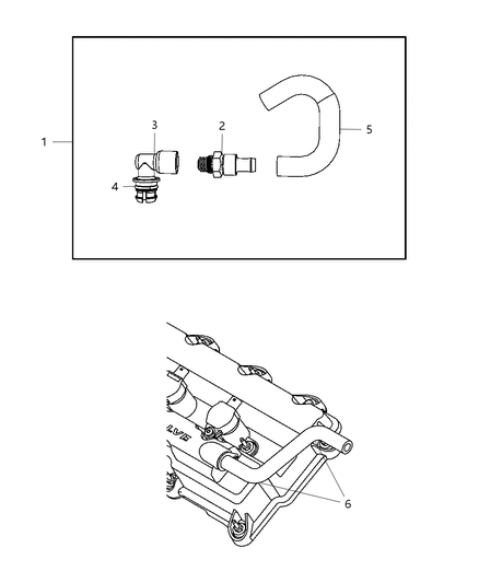 1999 Chrysler Town & Country Tube PCV Valve Diagram for 4892102AB