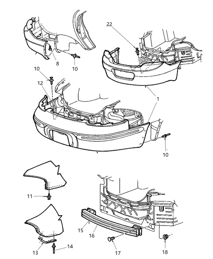 Brace Bumper Fascia Diagram for 4805222AA