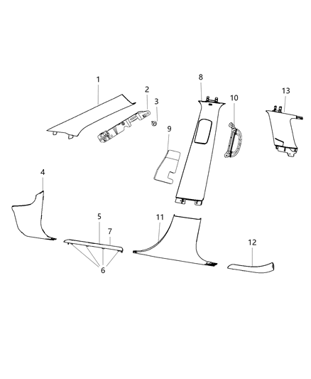 1984 Dodge Ram 50 Bracket A - Pillar Diagram for 68249964AC