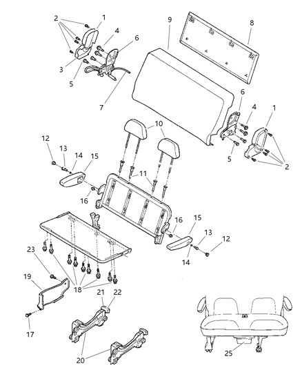2012 Dodge Charger Recliner Seat Back Outboard Diagram for 5018892AA