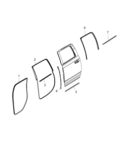 Weatherstrip Rear Door Belt Outer Diagram for 68245335AD