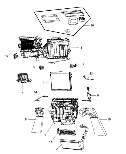 Housing Distribution Includes: Doors, Levers, Links, Clips Diagram for 68004191AA