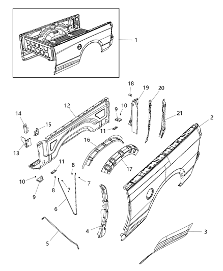 Panel Box Side Inner Diagram for 55372187AB