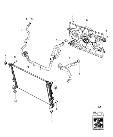 2011 Chrysler Town & Country Fan Module Radiator Cooling Diagram for 68197298AB