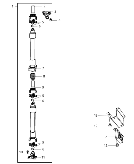 2009 Dodge Ram 3500 Shaft Drive Rear 2-Piece Diagram for 52853212AD