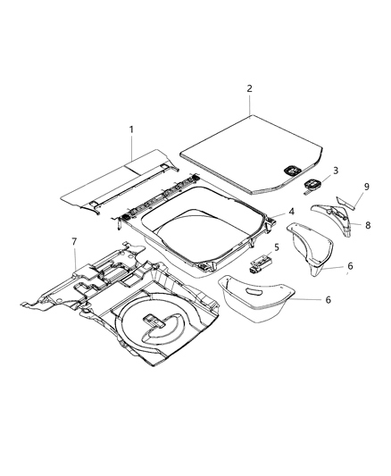 2021 Jeep Wrangler Cover Cargo Compartment Includes Latch Release Handle Diagram for 5XJ96DX9AC