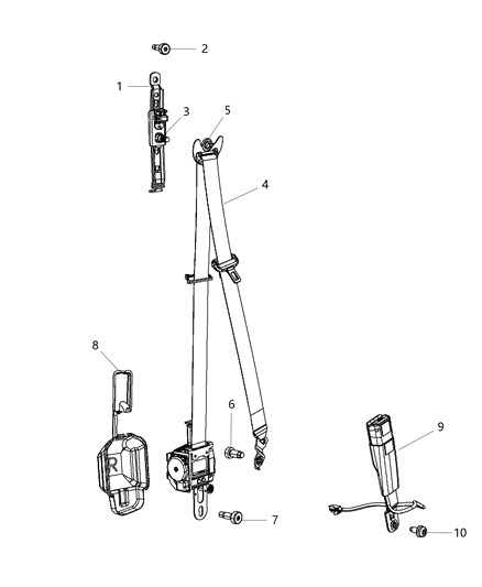 Seat Belt Front Outer Diagram for 5XY261L1AA