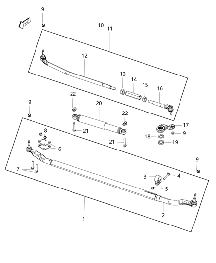 Tube Assembly Steering Linkage Cross Bar Linkage, Outer Diagram for 68369910AA