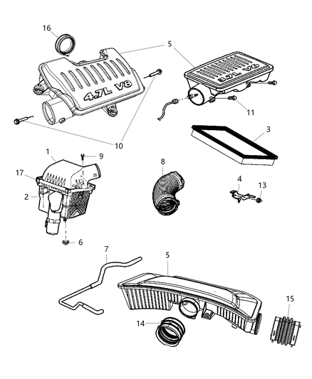 2009 Jeep Commander Hose Make Up Air Diagram for 53013884AB