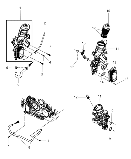 Filter/Cooler Assembly Oil Diagram for 68027604AA