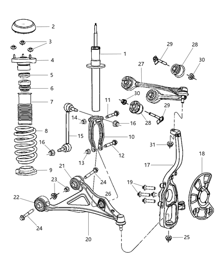 Mount Strut Upper Diagram for 4895414AC
