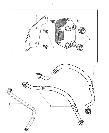 1990 Jeep Wagoneer Cooler Engine Oil Includes Fittings Diagram for 5290014AD