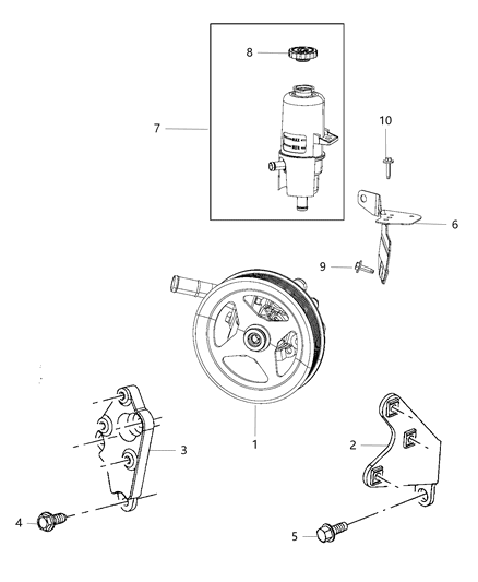 Reservoir Power Steering Fluid Includes Cap Diagram for 68225510AA