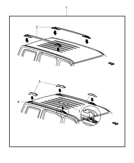 2013 Ram 2500 Rail Luggage Rack Side Diagram for 55157419AB