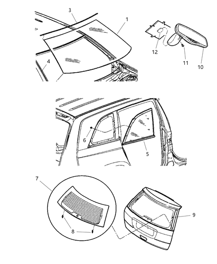 Glass Package Liftgate Diagram for 5102323AB