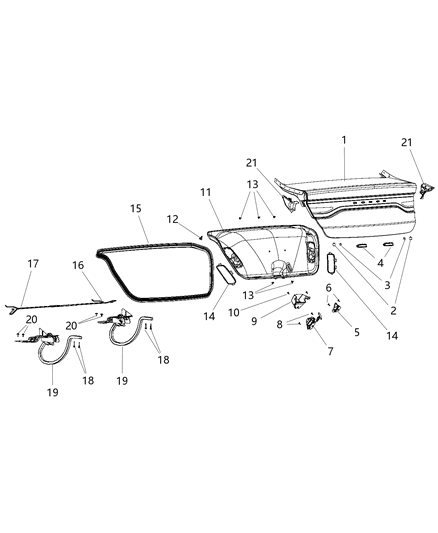 Striker Decklid Latch Diagram for 68064338AA