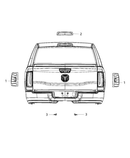 Tail Lamp Assembly, Black, Rear Driver Side Diagram for 68361719AD