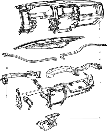 Instrument Panel Base Panel Diagram for 5MV91DX9AA