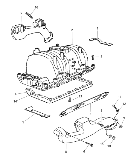 2002 Dodge Dakota Gasket Package Intake Manifold Diagram for 4897382AC