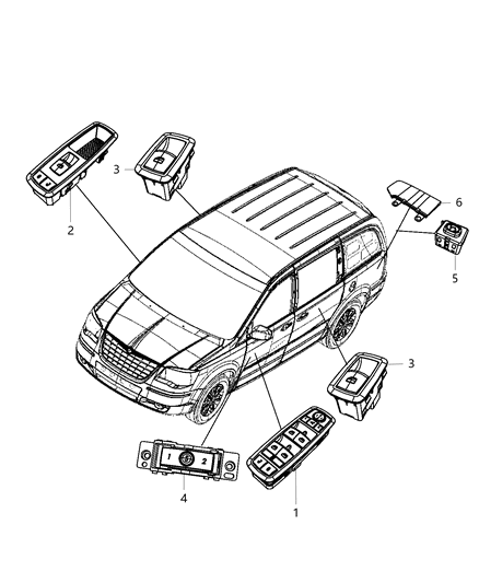 Switch Quarter Vent Window Diagram for 68110874AA