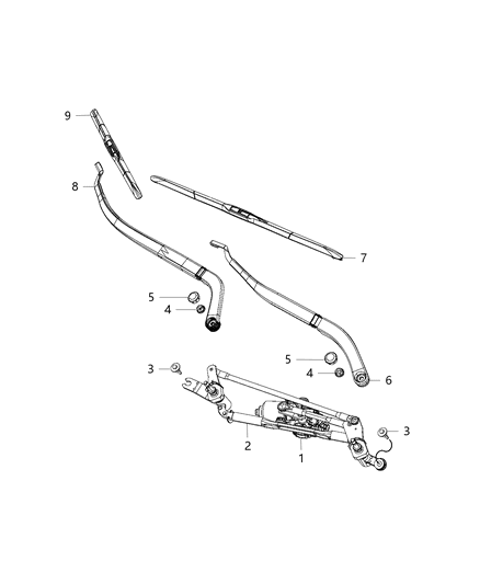 2009 Chrysler Town & Country Motor Windshield Wiper Diagram for 68197132AB