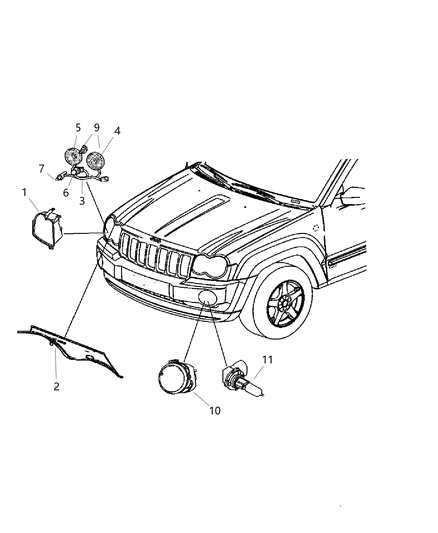 Lamp Headlamp Parking And Turn Diagram for 55156350AG
