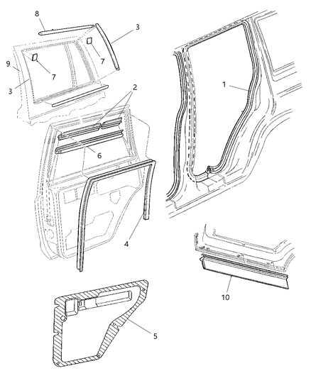 2005 Chrysler Town & Country Water Dam Rear Door Diagram for 55235987AB