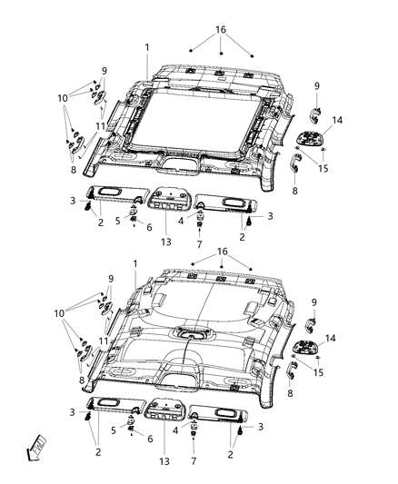 Visor Illuminated Includes Attaching Screw Diagram for 1WW95HDAAJ
