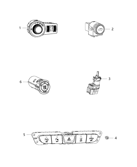 Module Ignition Switch Push Button Diagram for 68185801AB