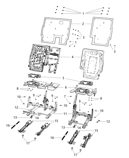 2002 Chrysler Town & Country Screw Attaches Booster Seat Mechansim To Cushion Frame Diagram for 68042310AA