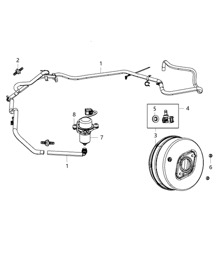2016 Jeep Wrangler Hose Brake Booster Vacuum Diagram for 52124751AE