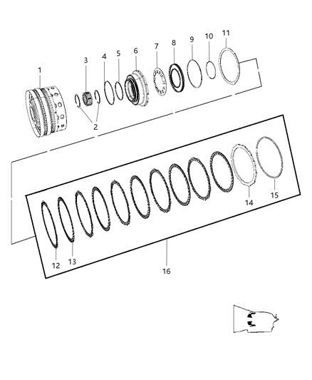 2012 Jeep Wrangler Retainer K1 Clutch Diagram for 52108510AC
