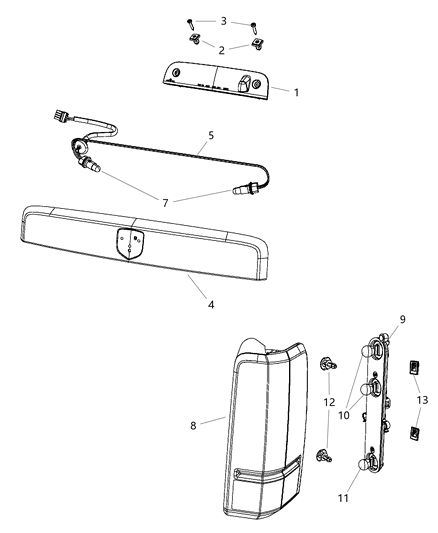 Lamp Tail Stop Backup Diagram for 55157348AB