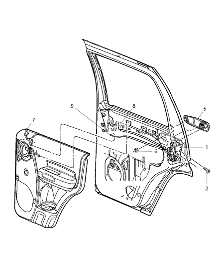 2023 Ram 1500 Classic Latch Rear Door Diagram for 55177044AI