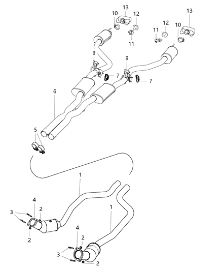Muffler And Resonator Exhaust Diagram for 68436990AA