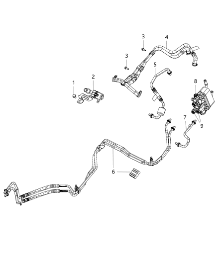 Hose And Tube Oil Cooler Pressure And Return Diagram for 68244072AA