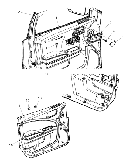 Panel Front Door Diagram for 1XM491X9AA