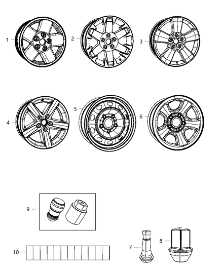 2002 Jeep Liberty Lock Kit Wheel Diagram for 52014050AA