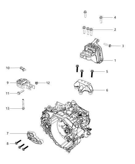 Isolator Transmission Mount Diagram for 68081487AE